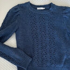 Lush Blue Textured Crew Neck Sweater